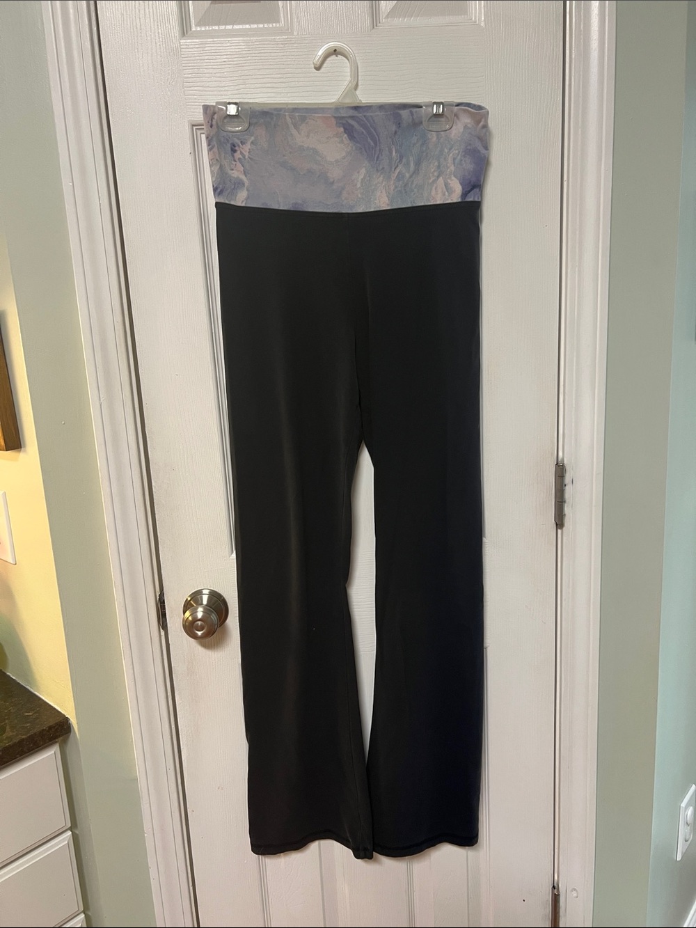 Victoria's Secret Black Flare Yoga Pants with Tie Dye Print Waistband